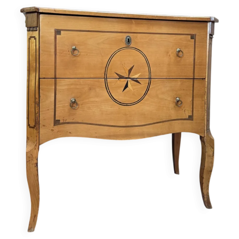 Commode sauteuse en merisier d’époque transition xviii eme siècle