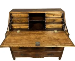 Commode scribanne époque louis XVI en ronce de noyer à décor marqueté