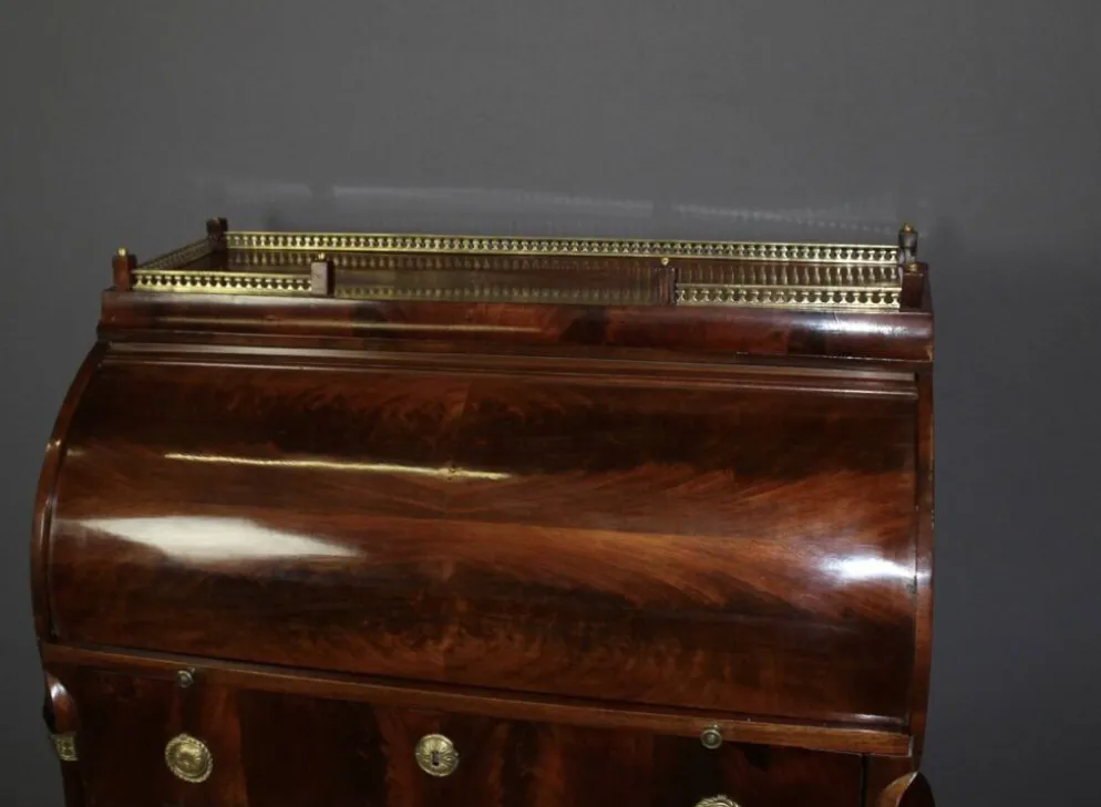 Commode Secrétaire à Cylindre en Acajou XIX