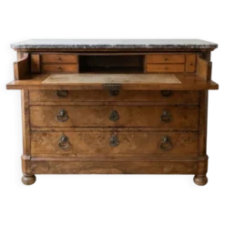 Commode secrétaire Louis-Philippe plateau en marbre
