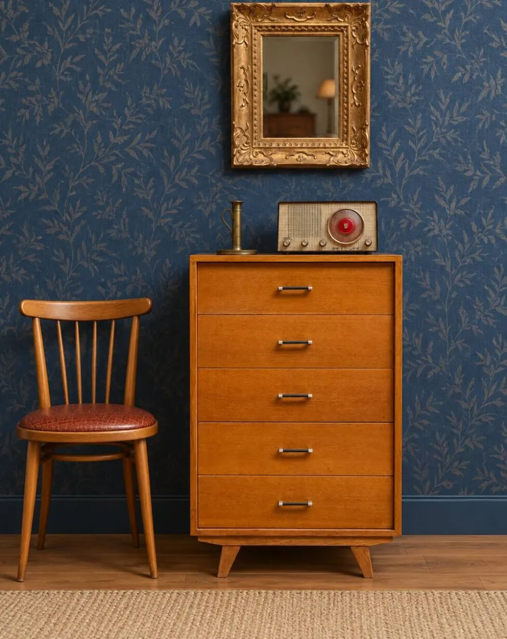 Commode, semainier, chiffonnier vintage de style scandinave