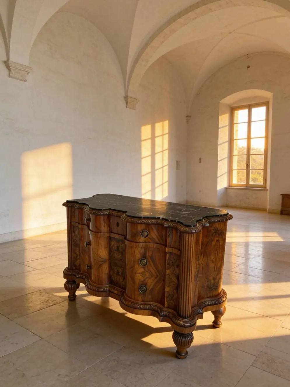 commode serpentine en noyer ancien