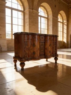 commode serpentine en noyer ancien