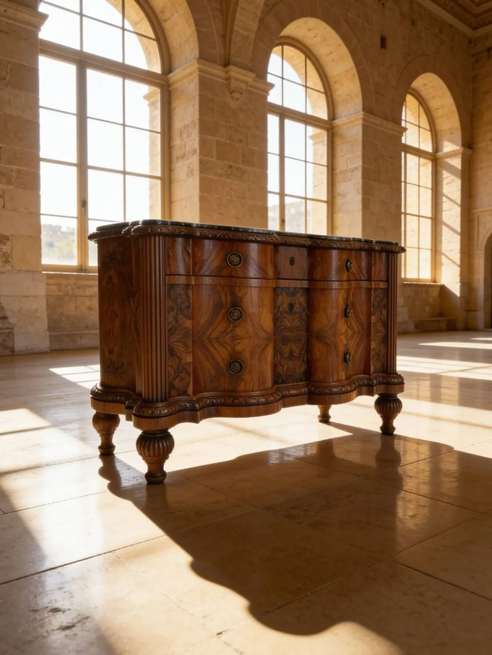 commode serpentine en noyer ancien