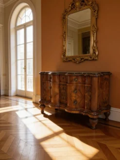 commode serpentine en noyer ancien