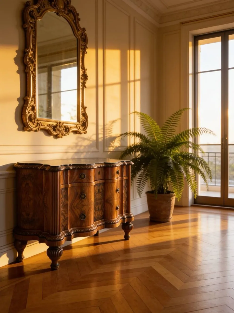 commode serpentine en noyer ancien