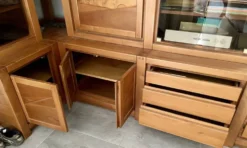 Commode étagère buffet d'angle en orme massif desmarchelier