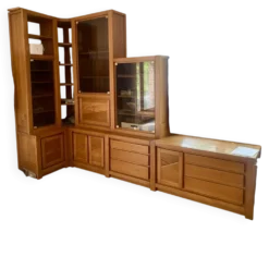 Commode étagère buffet d'angle en orme massif desmarchelier
