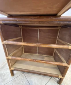 Commode 3 tiroirs en rotin, bambou et cannage, années 70