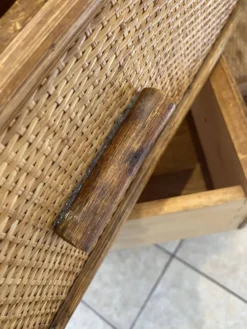 Commode 3 tiroirs en rotin, bambou et cannage, années 70