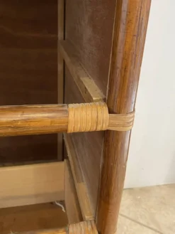 Commode 3 tiroirs en rotin, bambou et cannage, années 70