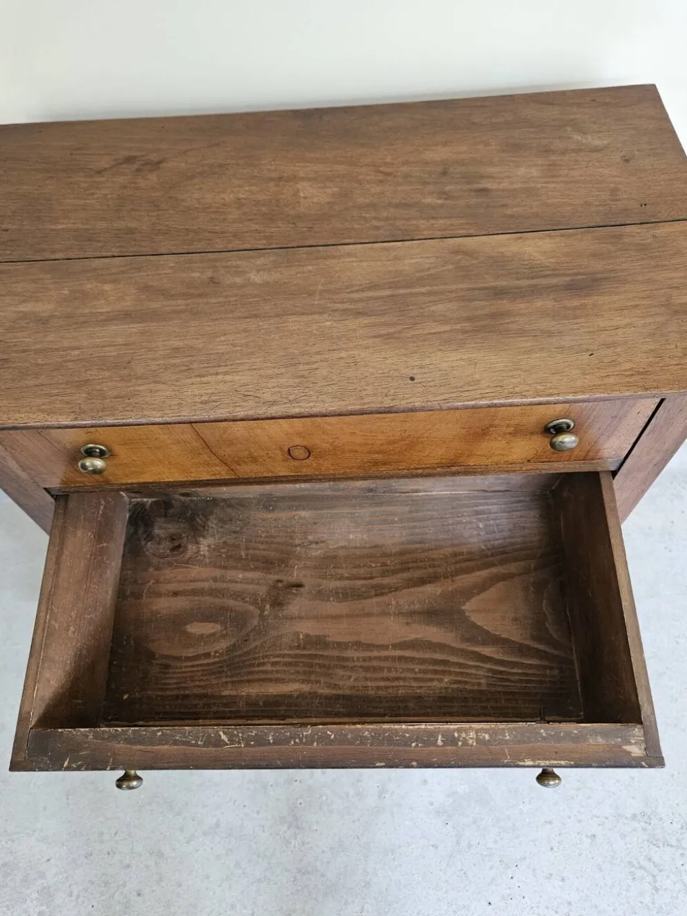 commode 4 tiroirs meuble rangement bois ronce de noyer ancienne vintag