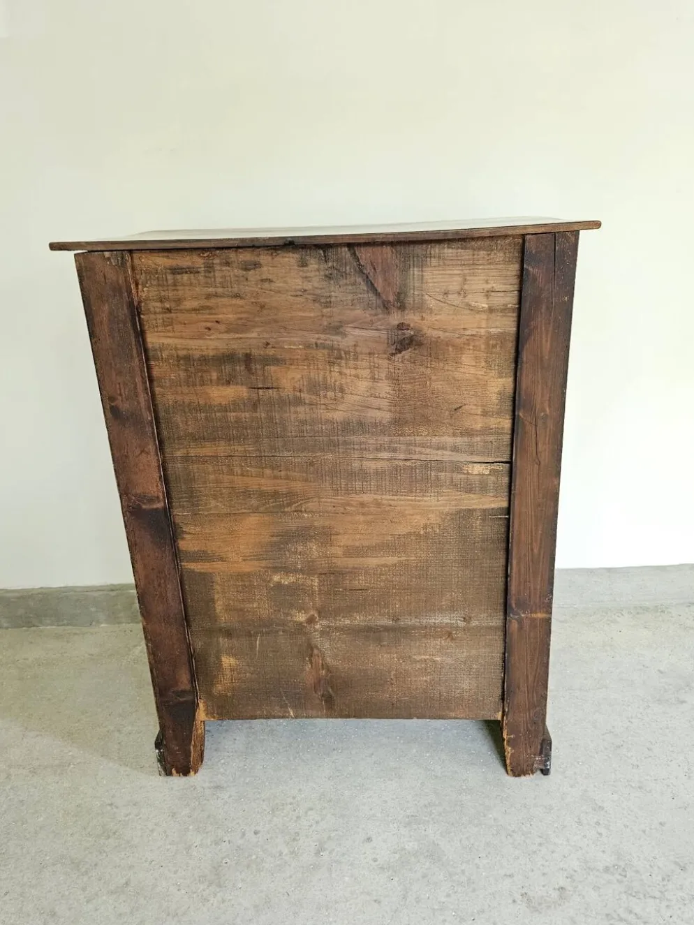 commode 4 tiroirs meuble rangement bois ronce de noyer ancienne vintag