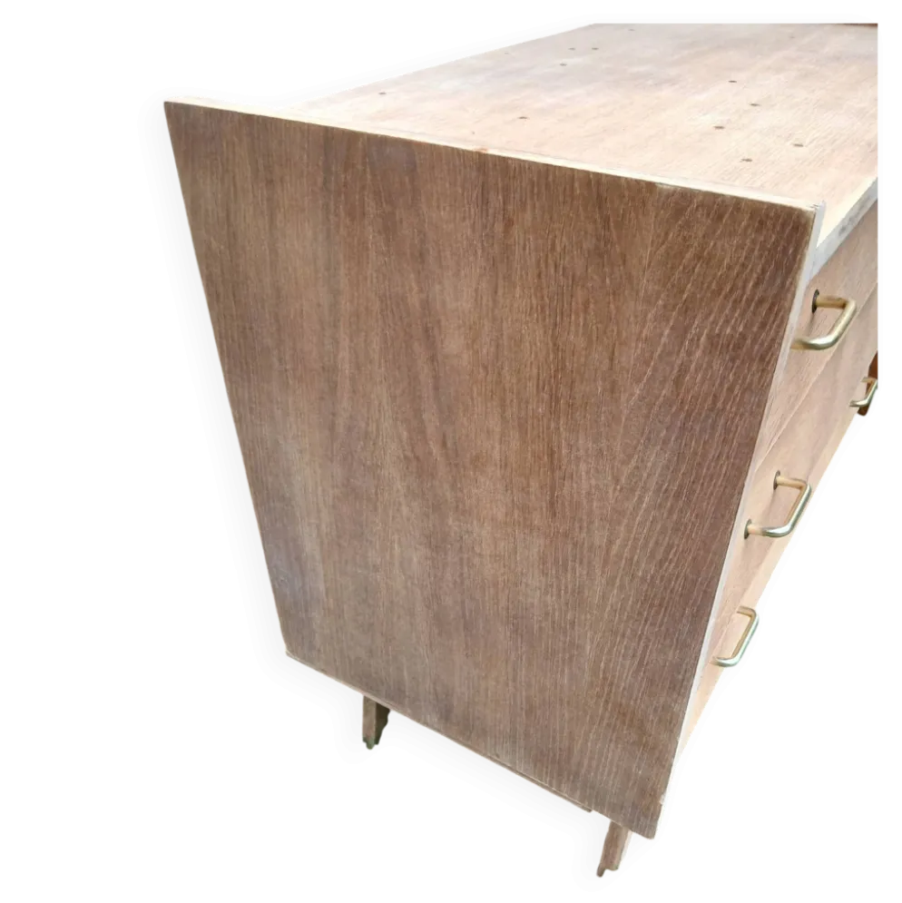 Commode 3 tiroirs pieds compas bois brut