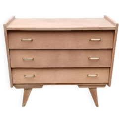 Commode 3 tiroirs pieds compas bois brut