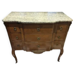 Commode Transition XIXe en marqueterie – marbre – Château d’Arcangues