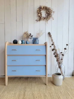 Commode vintage bleu gris années 60 s