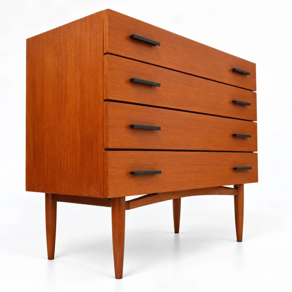 Commode vintage – commode en bois avec 4 tiroirs des années 60