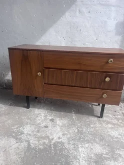 Commode vintage en noyer DDR, années 1960