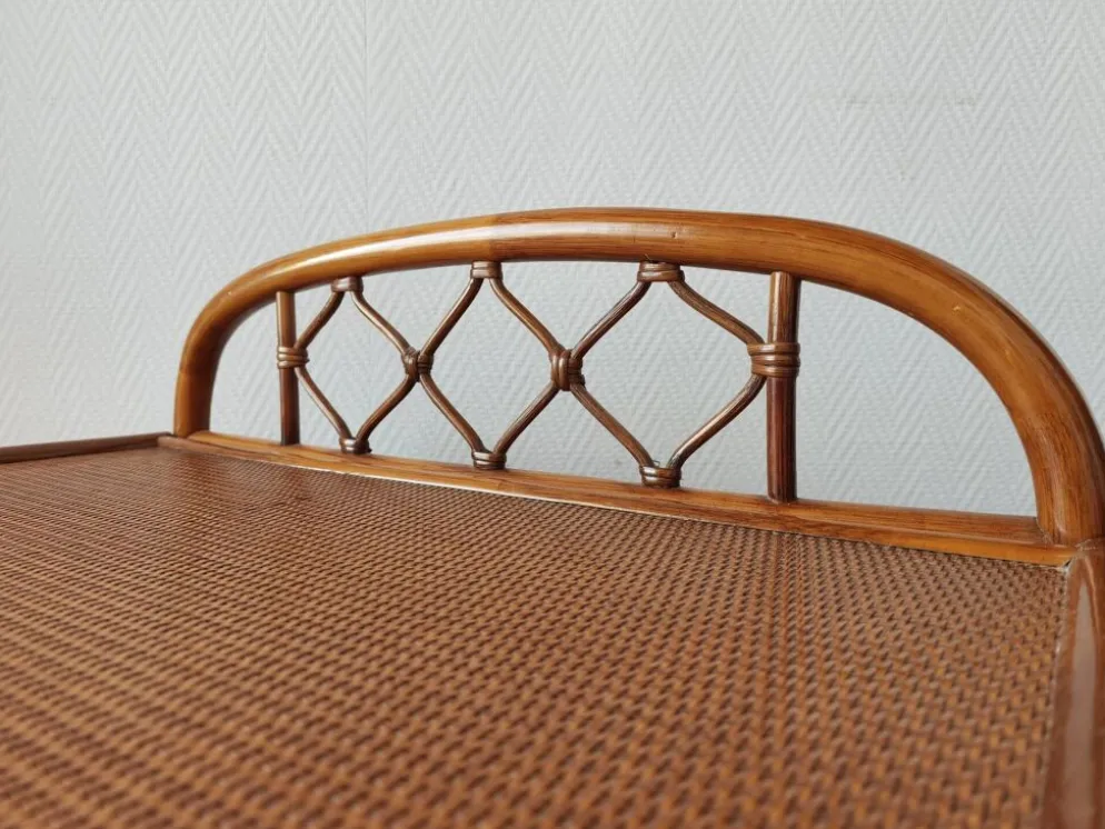 Commode vintage en rotin et cannage années 70