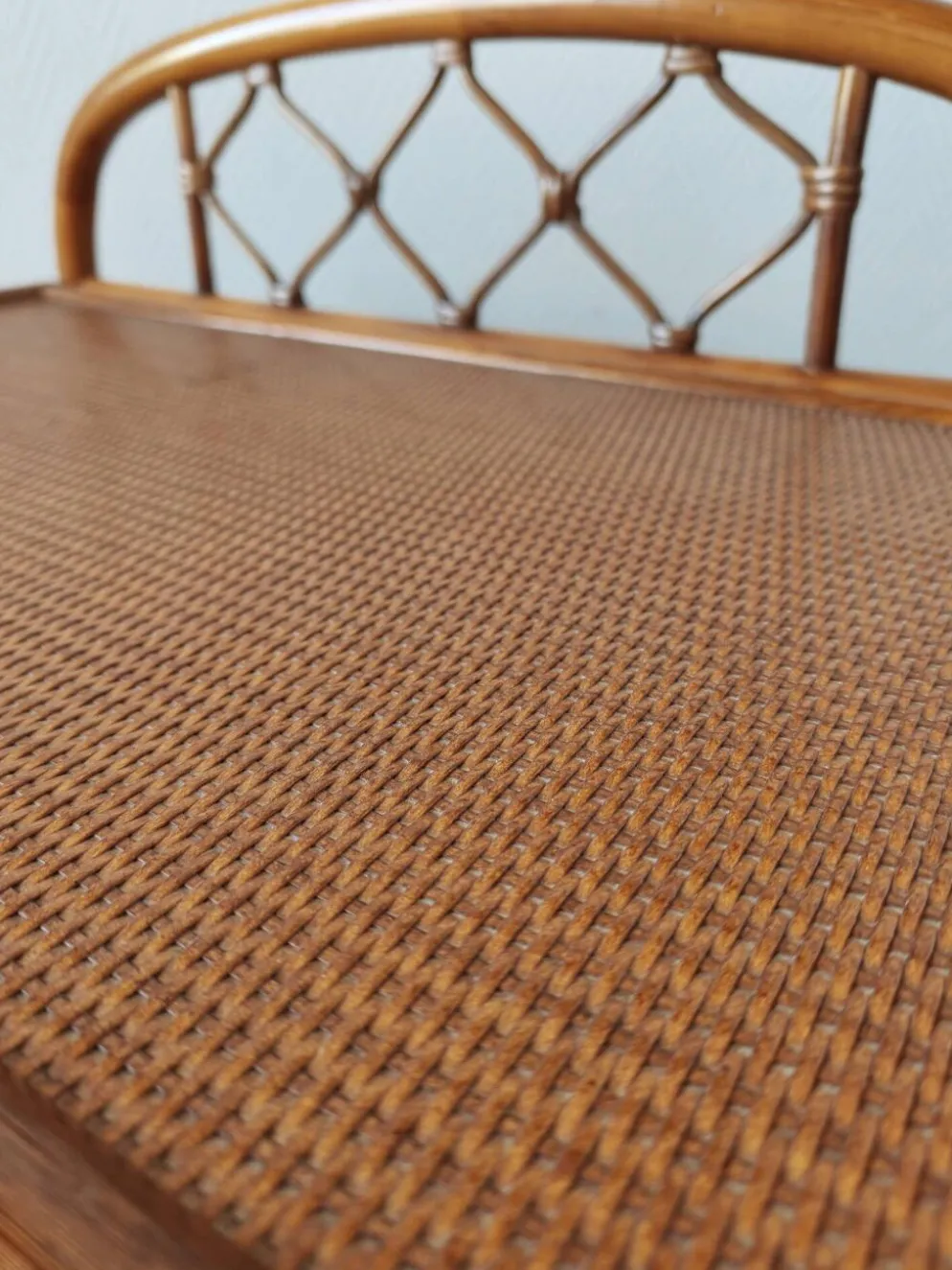 Commode vintage en rotin et cannage années 70