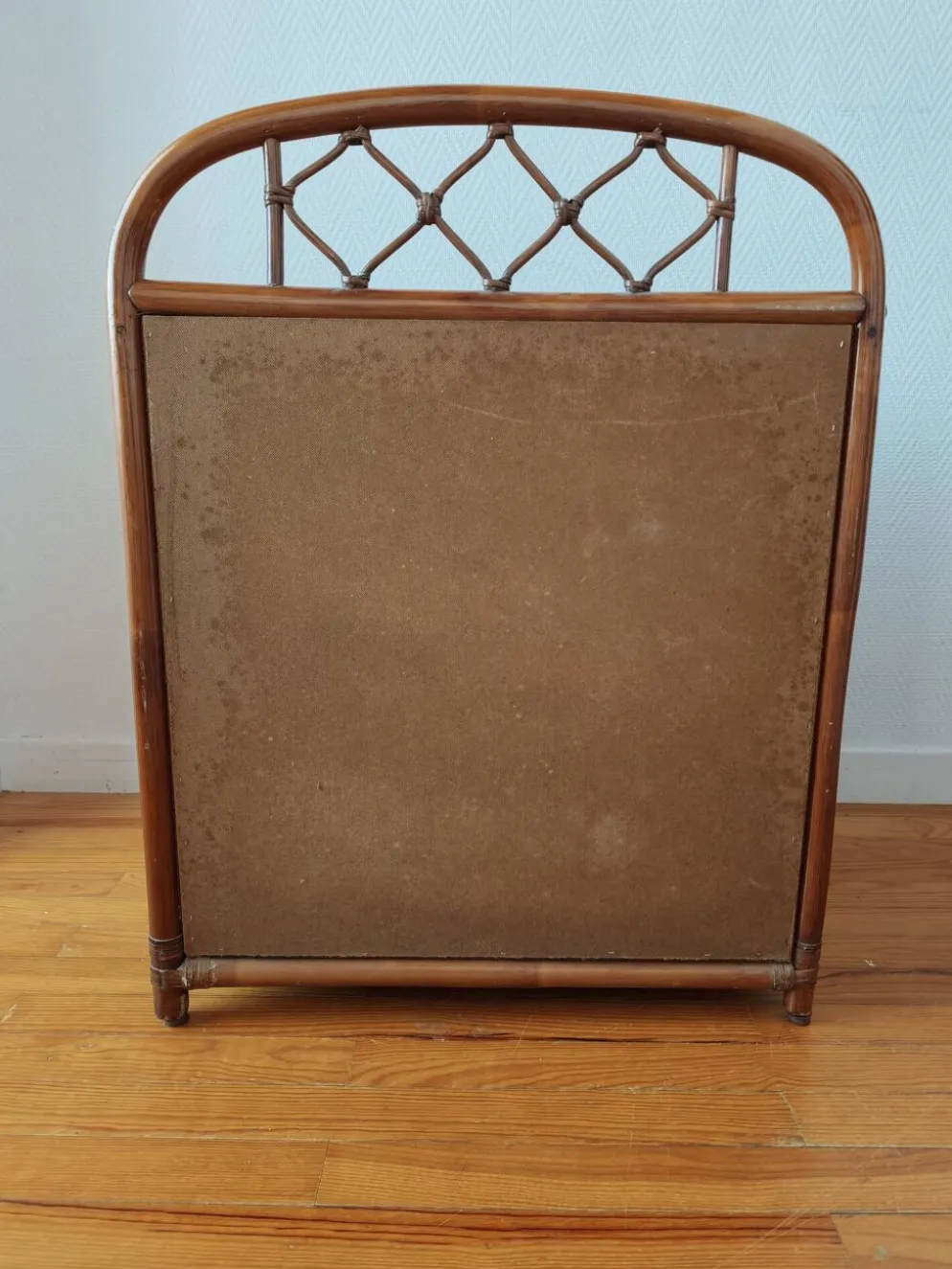 Commode vintage en rotin et cannage années 70