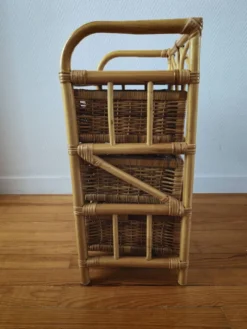 Commode vintage en rotin et osier