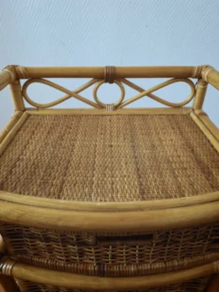 Commode vintage en rotin et osier