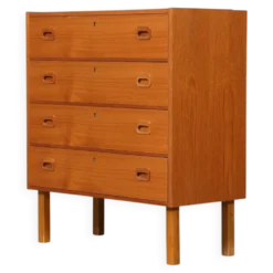 Commode vintage scandinave en teck à 4 tiroirs, Danemark années 70