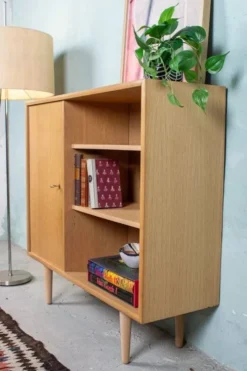 Commode vintage, étagère, buffet, chêne, milieu du siècle années 1960