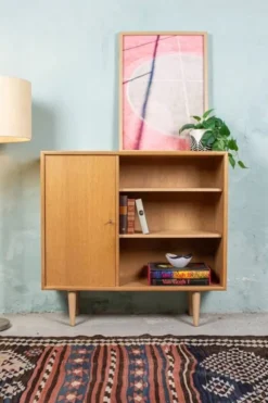 Commode vintage, étagère, buffet, chêne, milieu du siècle années 1960