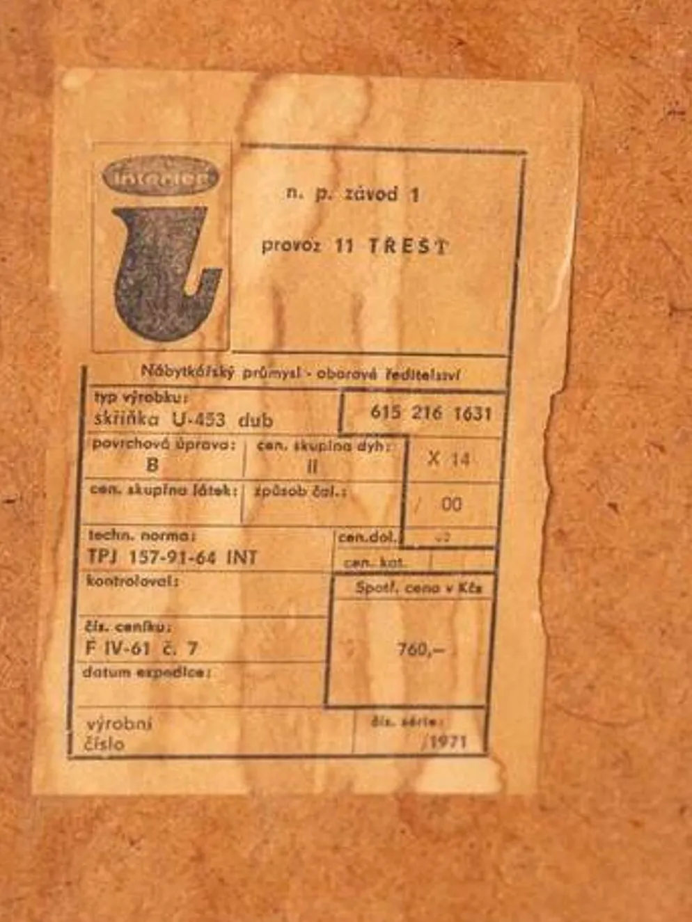 Commode vintage tchèque U-453 par Jiří Jiroutek pour Interiér Praha, années 1960, 110 × 45 × 76 cm