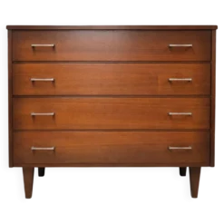 Commode vintage 4 tiroirs en bois – années 60/70