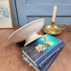 Compotier ancien Faïencerie de Lyon Marine, Terre de fer décor vert bleuté XIXe