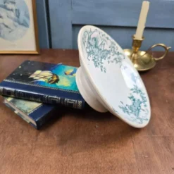 Compotier ancien Faïencerie de Lyon Marine, Terre de fer décor vert bleuté XIXe
