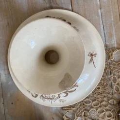 Compotier en terre de fer sépia , coupe à fruits ancienne