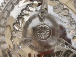 Compotier en verre pressé antique Portieux – Plat en forme de dauphin, poisson et coquillage