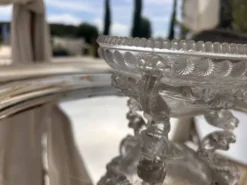 Compotier en verre pressé antique Portieux – Plat en forme de dauphin, poisson et coquillage