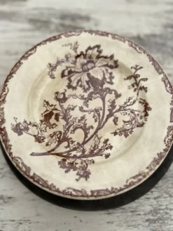 Compotier floral en Terre de Fer antique français – c.1890–1910