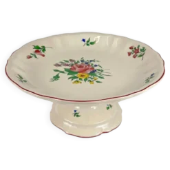 Compotier KG Lunéville, modèle "Réverbère", motif rose
