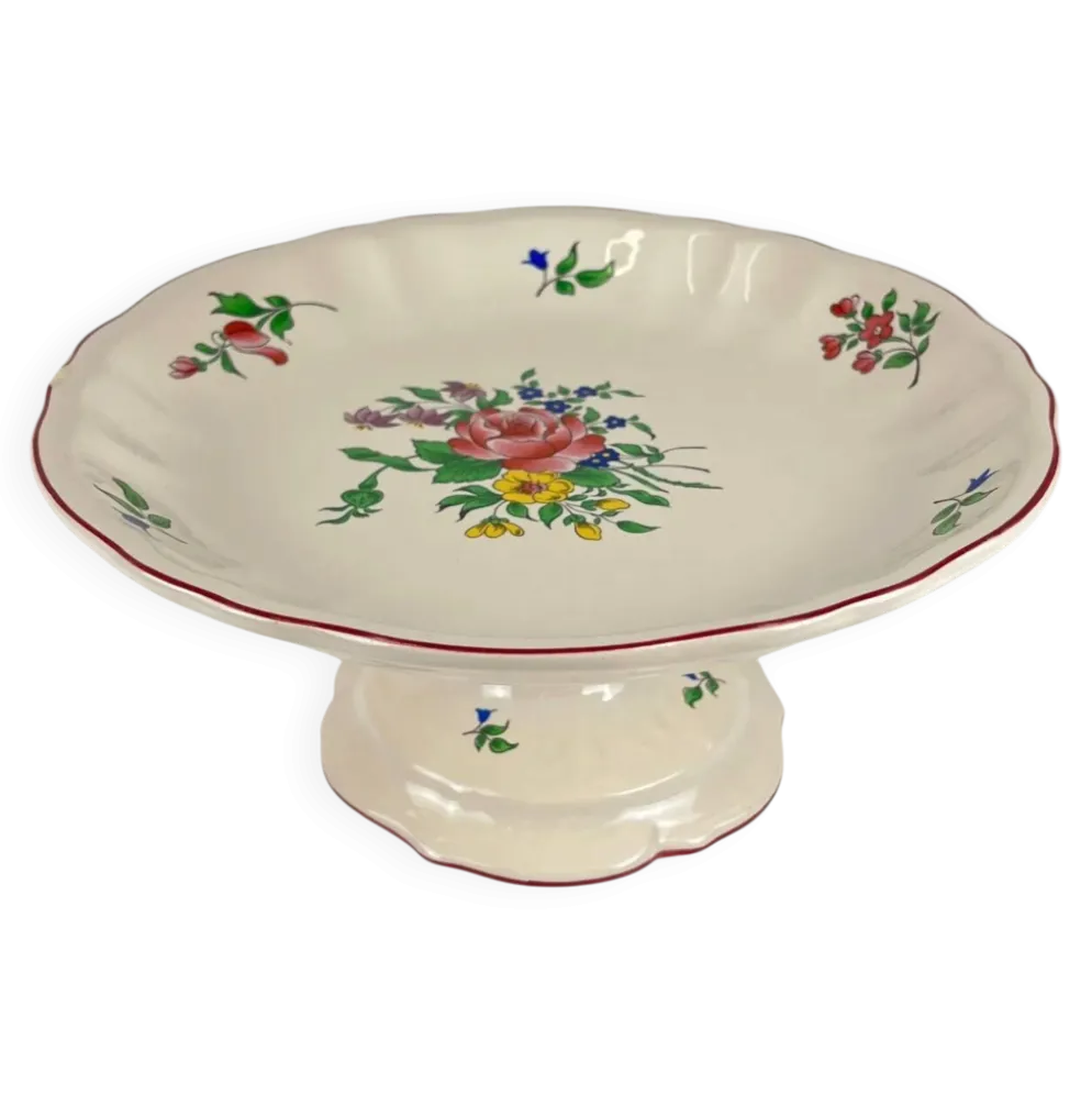 Compotier KG Lunéville, modèle "Réverbère", motif rose