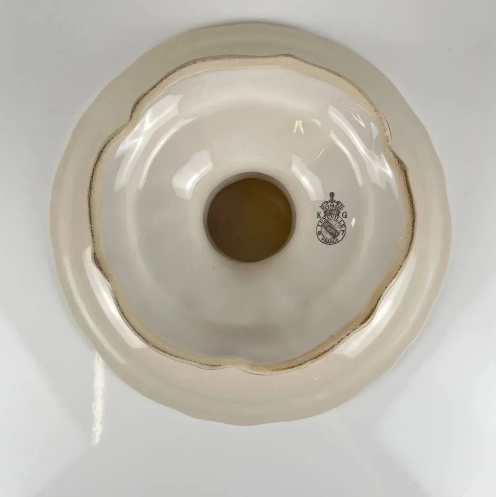 Compotier KG Lunéville, modèle "Réverbère", motif rose
