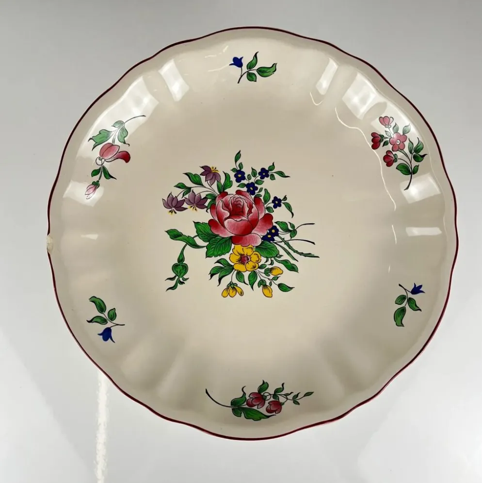 Compotier KG Lunéville, modèle "Réverbère", motif rose