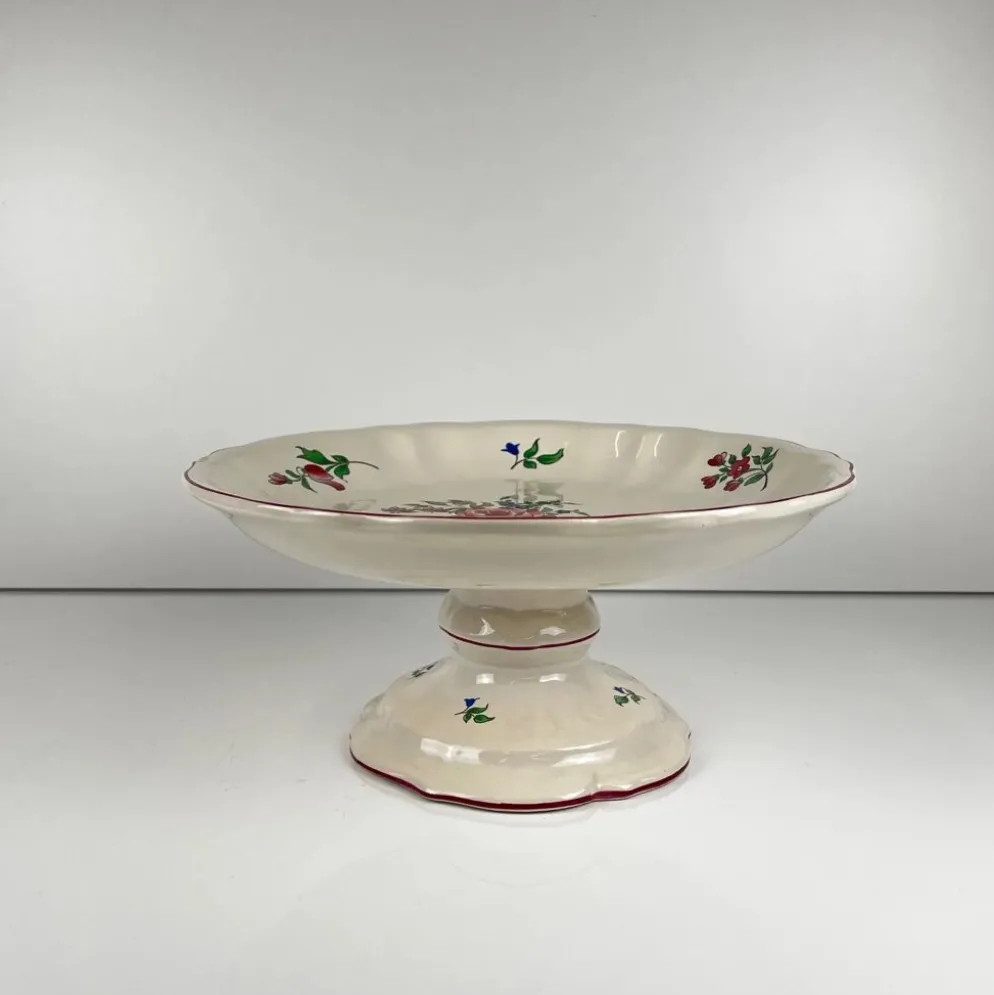 Compotier KG Lunéville, modèle "Réverbère", motif rose