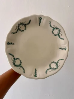 Compotier ou assiette à pied ancienne en terre de fer -Villey de Longc