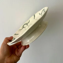 Compotier ou assiette à pied ancienne en terre de fer -Villey de Longc