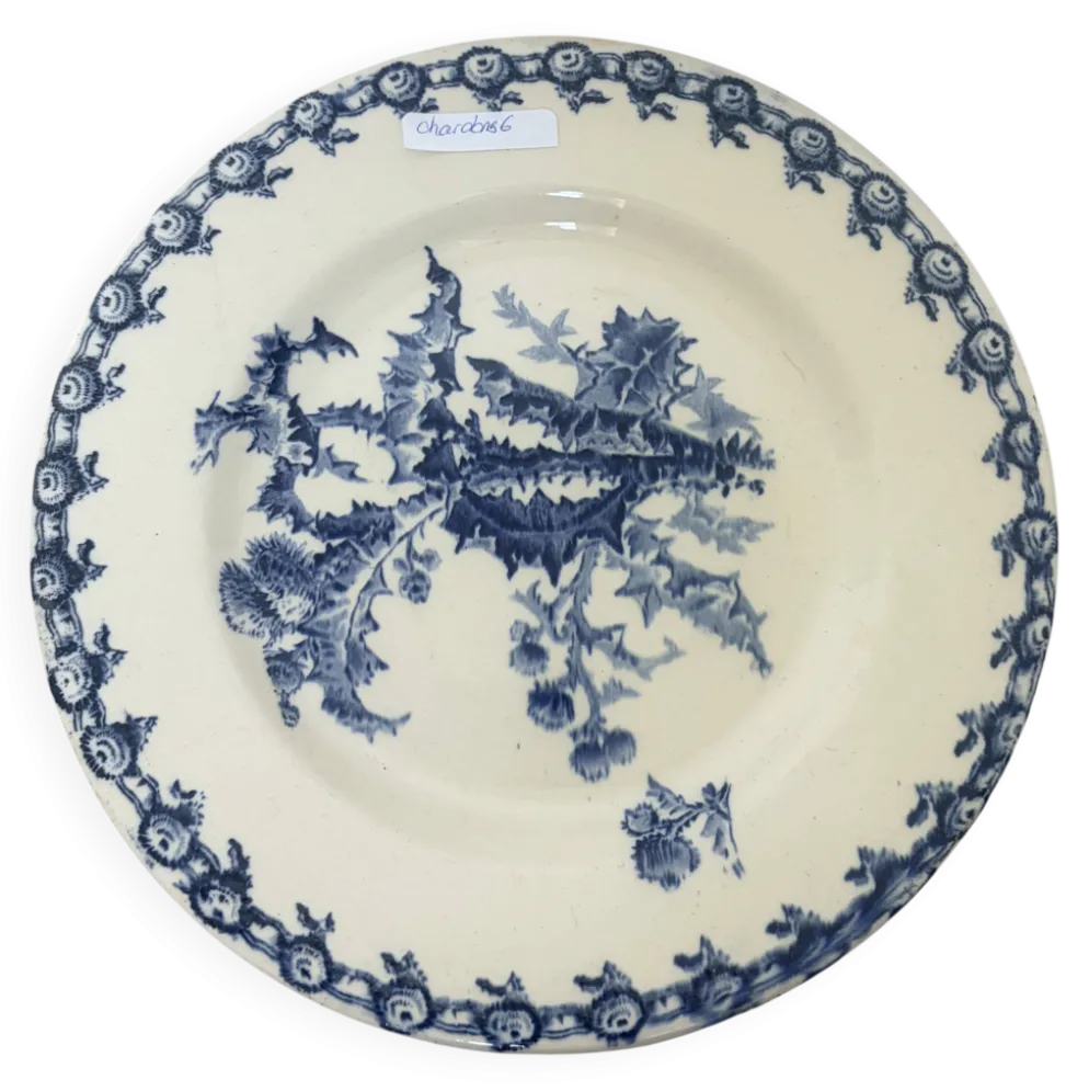 Compotier plat sur piédouche Gien Chardons 260606