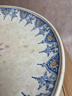 Compotier terre de fer Saint-amand modèle 6014 – décor oriental bleu et doré