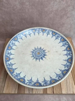 Compotier terre de fer Saint-amand modèle 6014 – décor oriental bleu et doré