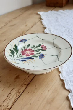 Compotier vintage faïence Saint-Amand modèle Maurice – Décor floral